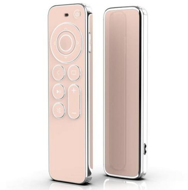 Fancan TPU 소프트 케이스 애플 TV 4K 2021 호환 원격 스크래치 방지 낙하 방지 은색 가장자리 포함 투명, 3) Pink, 1개