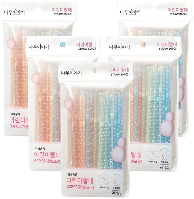 영스타 나무이야기 어린이 빨대, 80개입, 5개