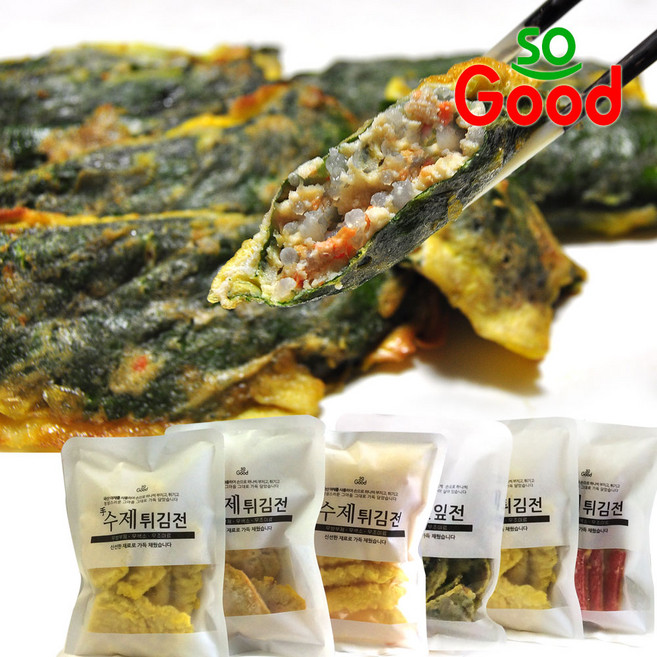 쏘굿 명절 모듬전 수제 튀김 3호) 오징어.명태 고구마 꼬지 완자 깻잎전, 1.7kg, 1세트