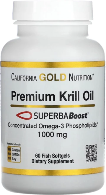 CGN 캘리포니아골드뉴트리션 프리미엄 크릴 오일 1000mg 60정, 1통 - 쿠팡