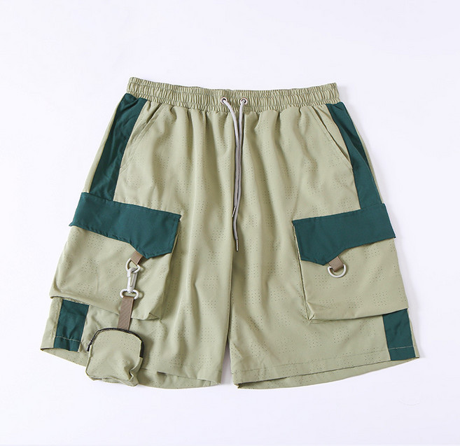 男款速乾沙灘褲 可下水寬鬆大碼拼色雙層泳褲