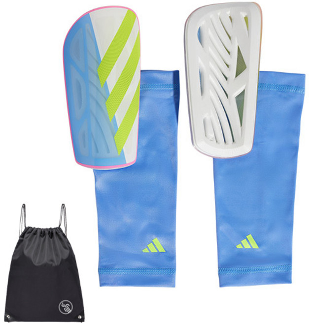 아디다스 신가드 + 압축슬리브 유연한 쉴드 정강이보호대 블루(PGN짐쌕가방 지급), 1세트, Blue Fusion