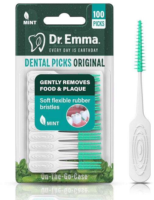 닥터 엠마 오리지널 덴탈 사용하기 쉬운 민트 소프트 고무 치아 추천 브러시 추천 100Ct / 팩 2팩 (200Ct), Mint, 1개