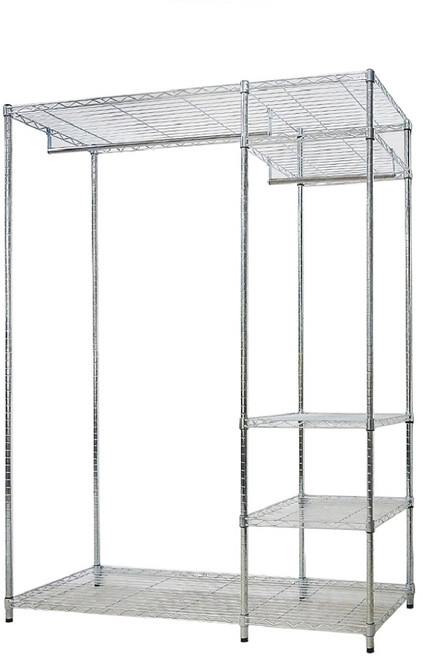 鐵物局MIT銀黑五層雙桿開放衣櫥組, 銀五層雙桿衣櫥(無布套)