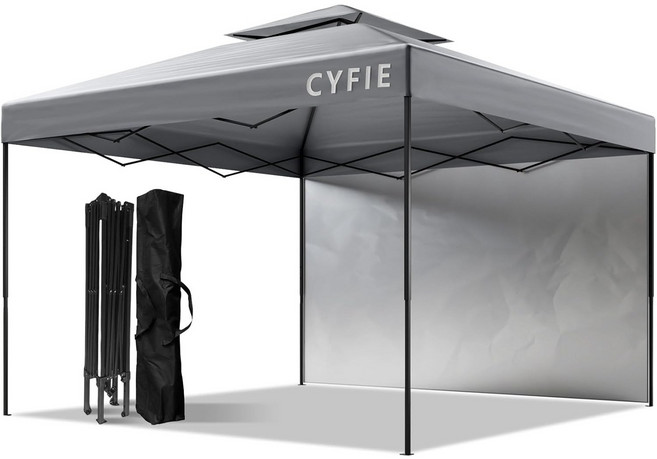 3x3m 대형 캐노피 텐트 방수 천막 접이식 차양막 캠핑 야외 정원 행사용 4-6인용, 그레이