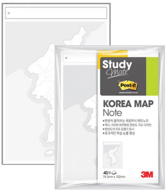 쓰리엠 포스트잇 스터디메이트 한국 지도102, 혼합 색상, 15개