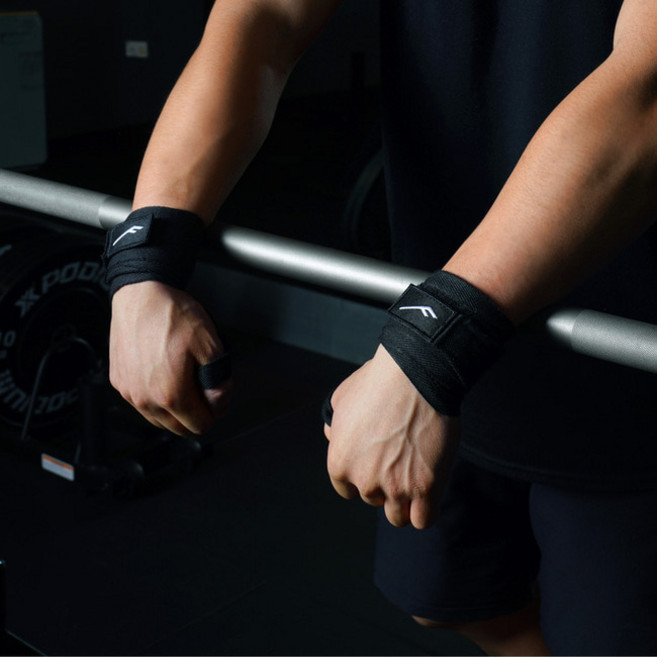 프로스펙스 패브릭 헬스 손목 보호대 붕대형 좌우세트, 1개, Black