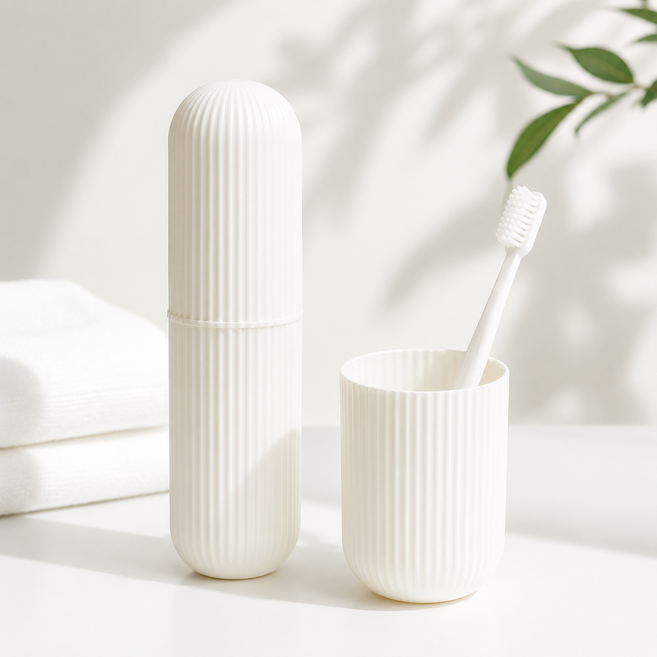 휴대용 칫솔 케이스 양치컵 겸용, White, 1개