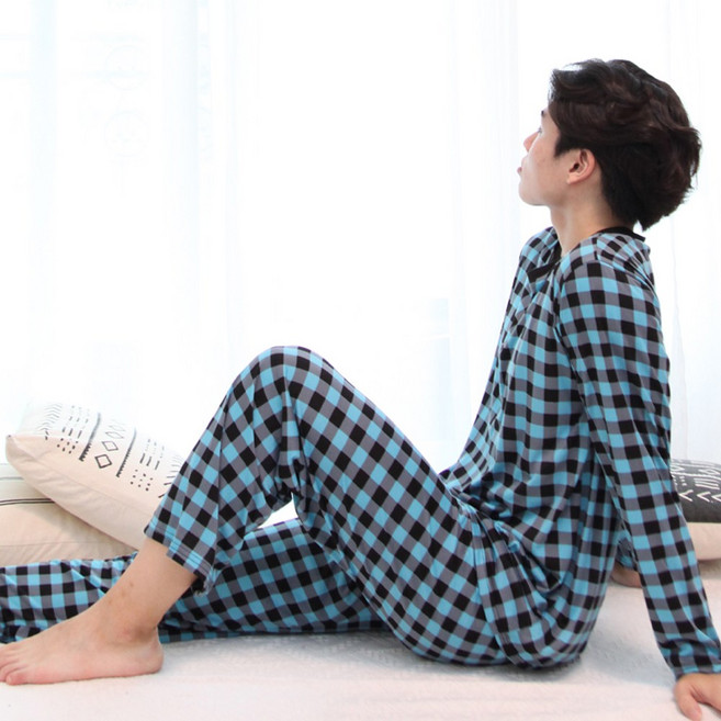 슬레진저 남성 여성 피치체크 잠옷 커플 파자마 상하의 세트