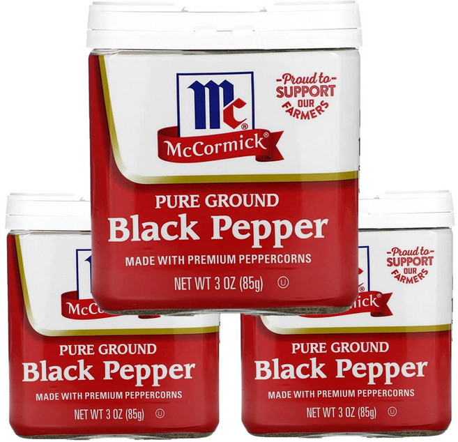 맥코믹 퓨어 그라운드 블랙 페퍼, 3개, 85g