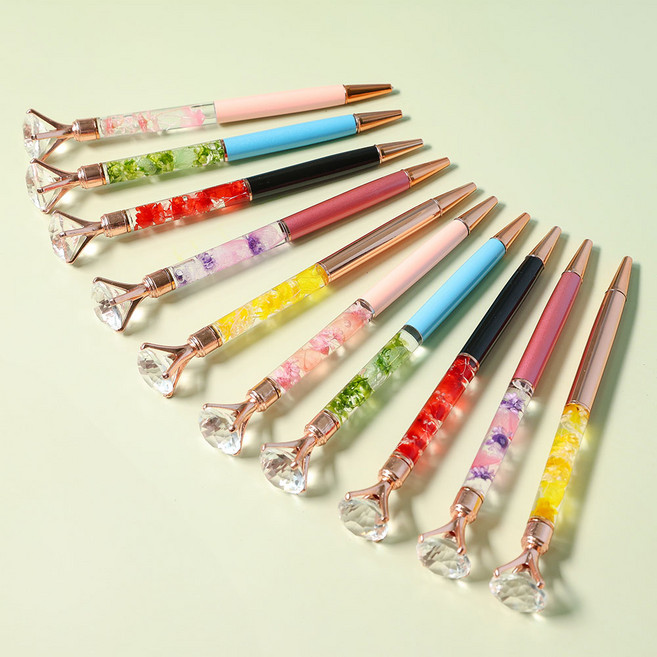 [릴리몰리]다이아 큐빅 하바리움 꽃 볼펜 만들기 프리저브드플라워 DIY 키트 선물, 검정