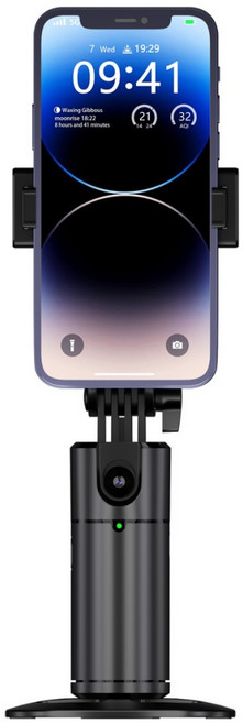 Fowod카메라 스마트폰 360도 자동회전 추적 짐벌 스태빌라이저 셀카봉 리모컨 세트, 블랙