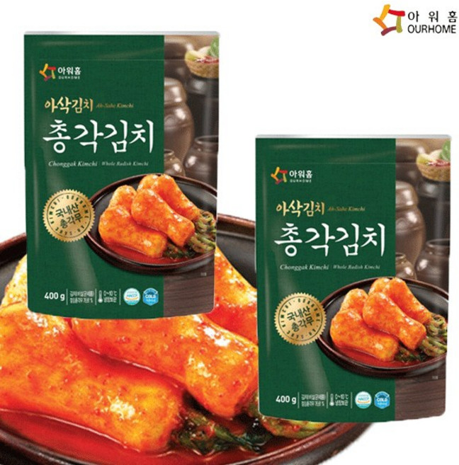 [다만세푸드] 아워홈 아삭김치 총각김치 400g x 2개