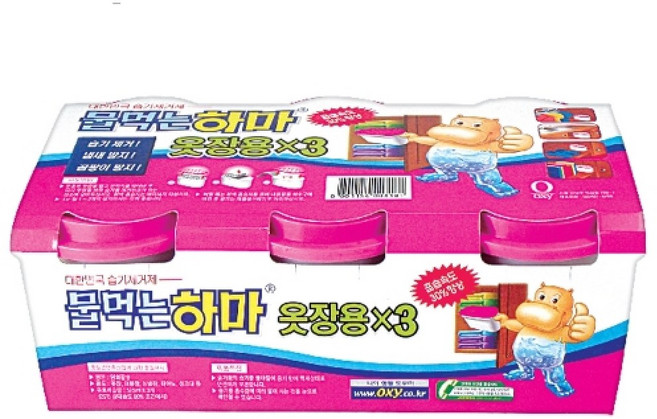 옥시 습기 곰팡이 냄새 제거 방지 물먹는하마 옷장용 3개입 세트, 1세트