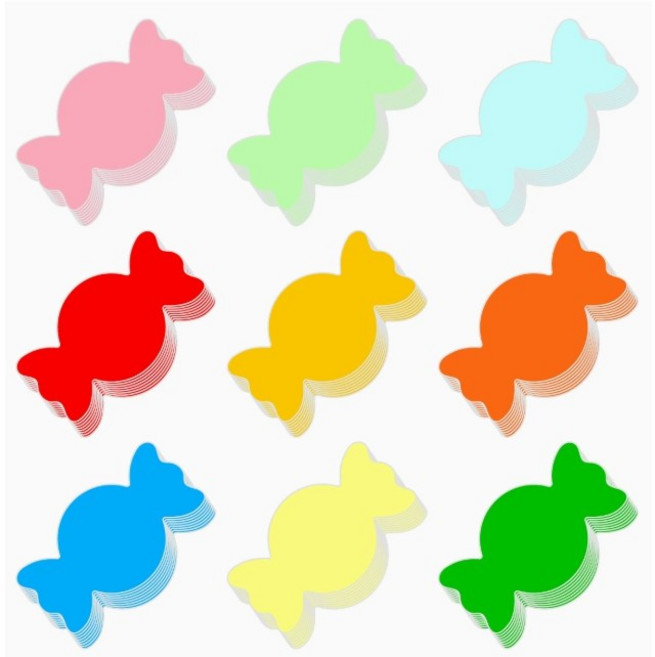 트윈은 도형 색지 사탕모양 색종이 54장 세트 양면 카드지 DIY 꾸미기 미술 수업용, 54개, 9색