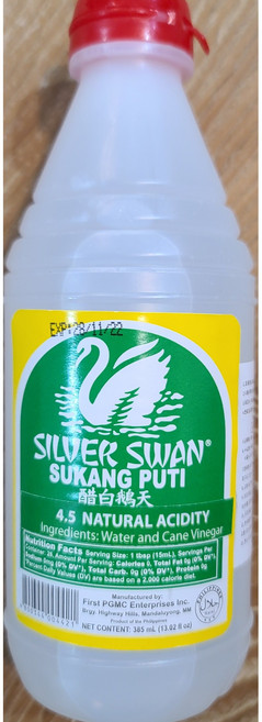 Silver Swan Sukang Puti 실버스완 수강 푸티 식초, 1개, 385ml