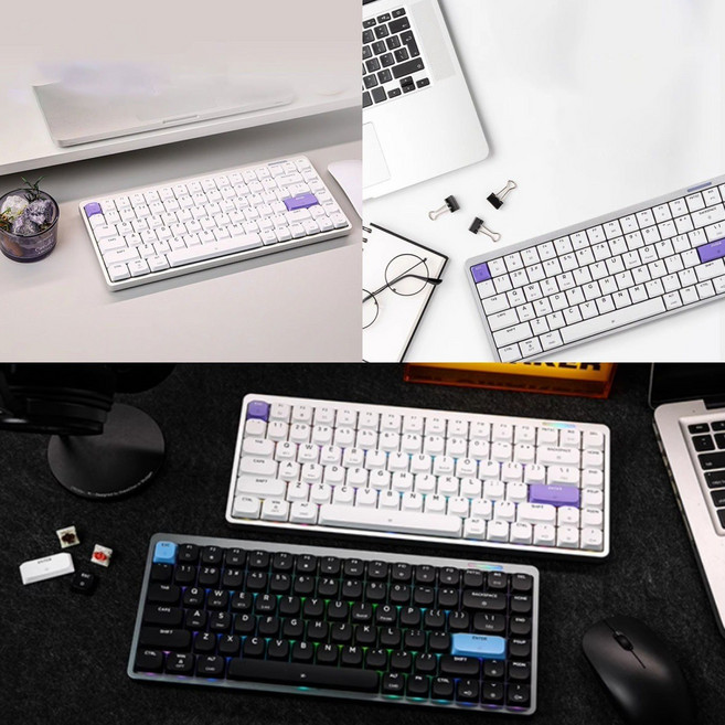 EPOMAKER LUMA84 CNC알루미늄 왜축 기계식 게이밍 키보드 QMK/VIA지원 슬림형 3000mAh긴항속 휴대용 태플릿키보드 경량화, LUMA84버전-실버-가달론선형레드축