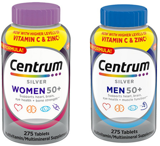 센트룸 실버 우먼 + 맨 50+ 멀티비타민, 1세트, 550정
