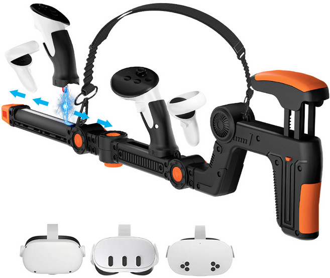 VR 건 스톡 슈팅 게임 액세서리 컨트롤러 라이플 어댑터 메타 퀘스트 3/퀘스트 3S/퀘스트 2 VR 액세서리 아이디어 선물 (VR 기기 제외), 1개, ZD-MQG2026