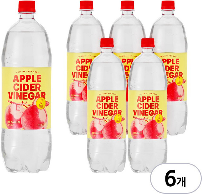 클룹 애사비소다 오리지널 제로 애플 사이다 비니거, 1.5L, 6개