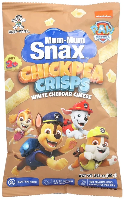 Hot Kid Mum-Mum Snax™ 병아리콩 크리스프 Paw Patrol™ 만 2세 이상 화이트 체다치즈 60g(2.12oz) Kid (핫키드), Hot Kid, Mum-Mum Snax™, 병아리콩 크, 60g, 1개 - 쿠팡