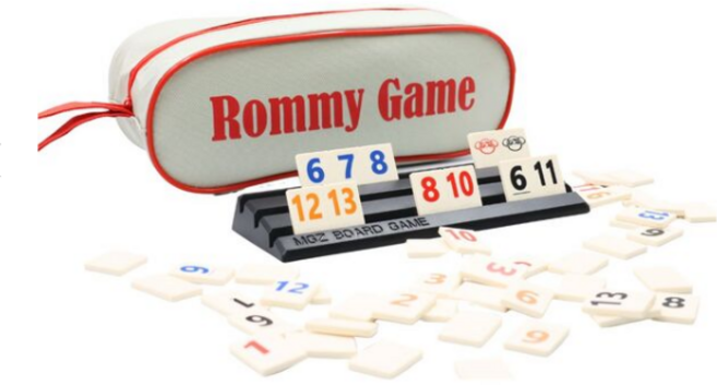 Rommy 數字遊戲 以色列麻將 袋裝小牌大字版2-4人 桌遊, 1個, Multicolor