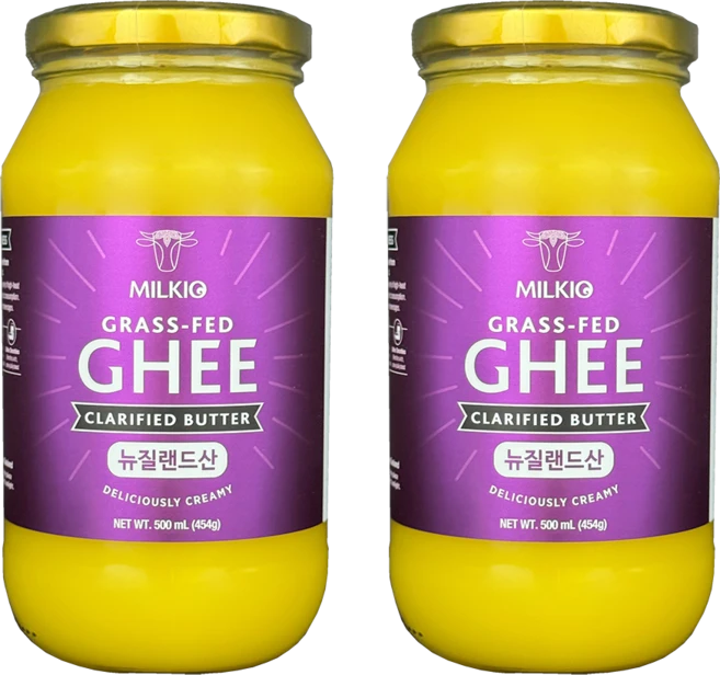 (뉴질랜드) 밀키오 목초사육 방탄커피 기버터 Ghee 454g (500mL) x 2개, 500ml - 쿠팡