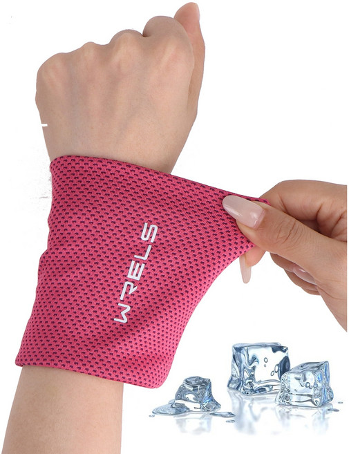 WRELS 통기성 땀흡수 속건 손목보호대 여름 쿨감 쿨링 땀닦이 스포츠 헬스 손목밴드, 1개, 로즈레드