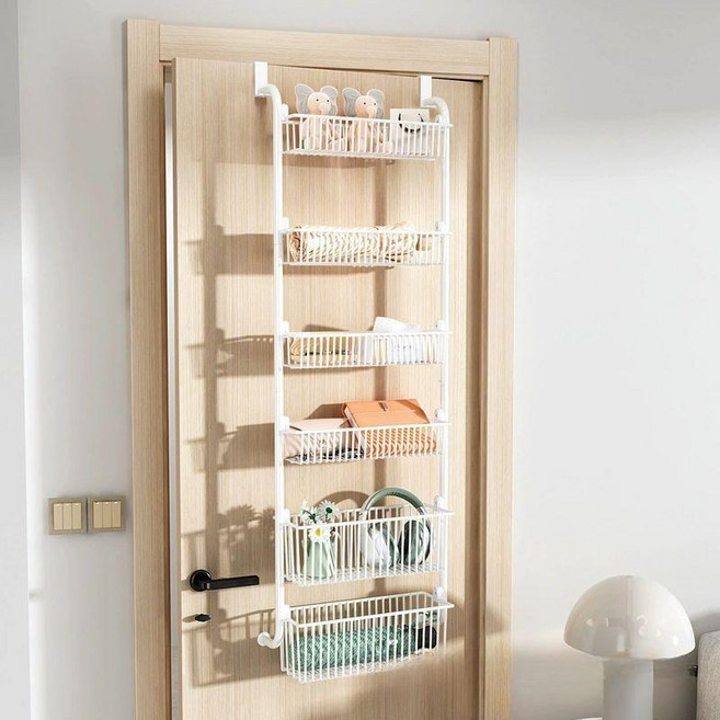 다용도 6단 문걸이 수납선반 수납장 문뒤 틈새 공간활용 정리대 정리함, 화이트 B