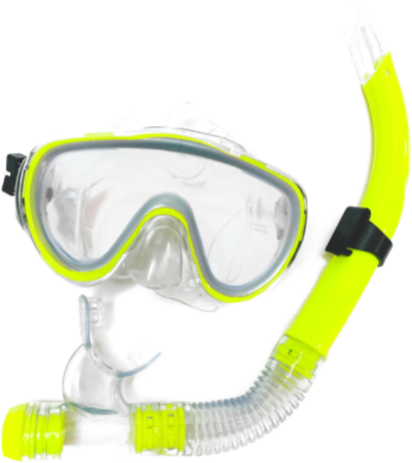 어센드기어 물안경 스노쿨링 마스크 세트, 옐로우