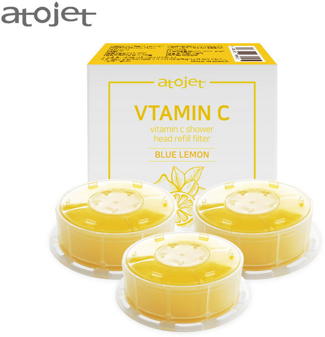 비타 아토젯 샤워기 헤드필터 / 고농축 비타민C함유, 3개, 블루레몬