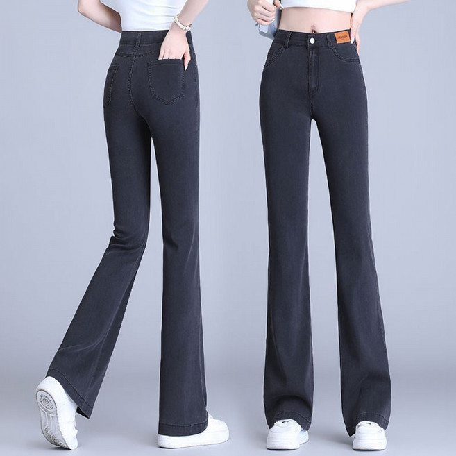 COSYEVNO 여름 텐셀 나팔바지 청바지 여 얇은 패션 하이웨스트 날씬해 보이는