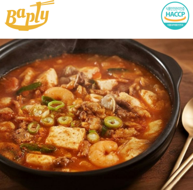 바플리 맛집 밀키트 캠핑요리 냉동 간편식 해장국 순두부찌개 550g 1개