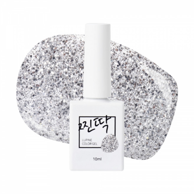 찐딱 프리미엄 네일아트 젤컬러 젤네일, 1개, 10ml, JJ008 (실버 글리터)