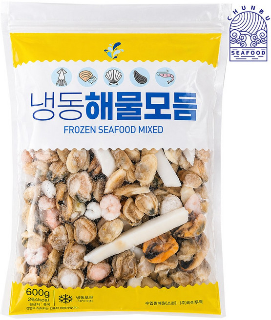 냉동 해물모듬 600g 지퍼백 손질 해물믹스, 4개