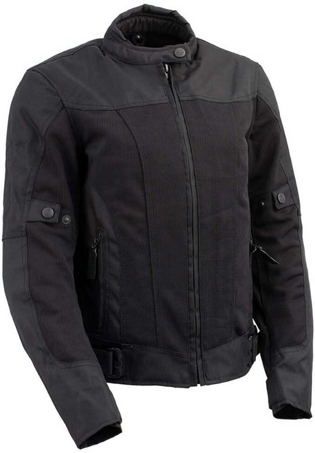 Milwaukee Leather Women’s Classic Textile Crossover Motorcycle Jacket - 1300D Nylon Vented All-S, X-Large, Mpl22706-black