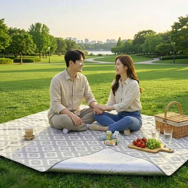 푹신한 3겹 은박 코팅 방수 휴대용 대형 두꺼운 피크닉 돗자리 매트