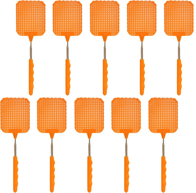 디피하우스 휴대용 롱 파리채 길이조절 미니 모기채, 10개, 오렌지