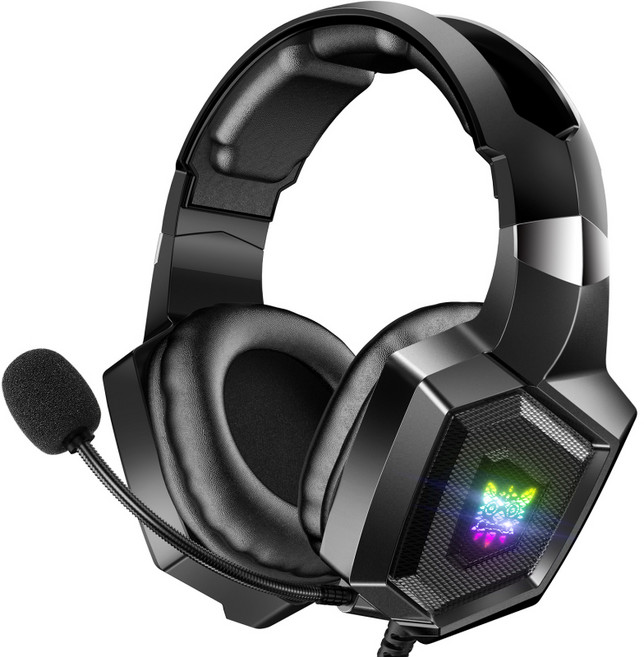 ONIKUMA K8 RGB 게이밍 헤드셋 노이즈 캔슬링 PS5 PS4 Switch Xbox PC 휴대폰, 블랙