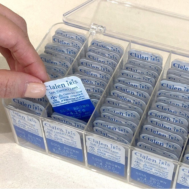 렌즈 수납 투명 아크릴 케이스 일회용 원데이 렌즈 정리함, 1개, 단품