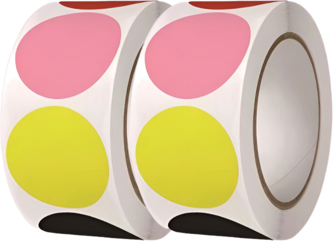 스노벨 대형 5cm 원형 라운드 스티커, 2세트, 6색상혼합(S5139) 500매