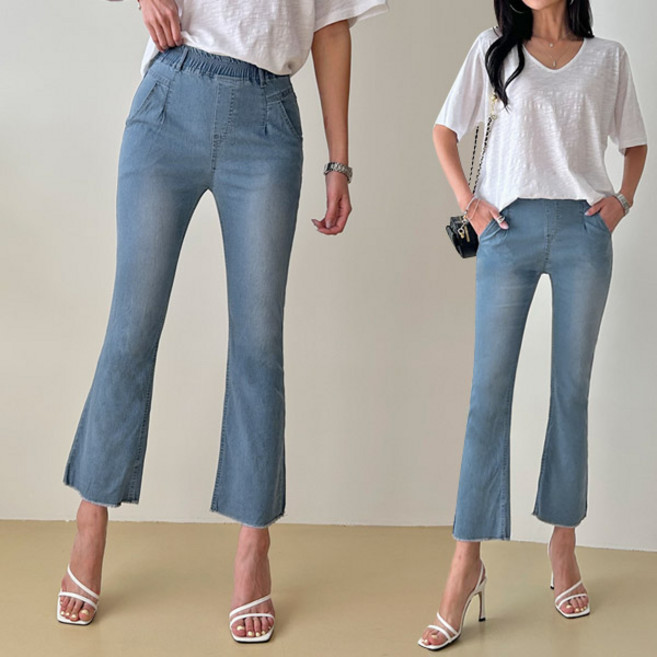 마이쏭 여성 스판 9부바지 여름청바지 날씬핏 알렌부츠컷데님팬츠