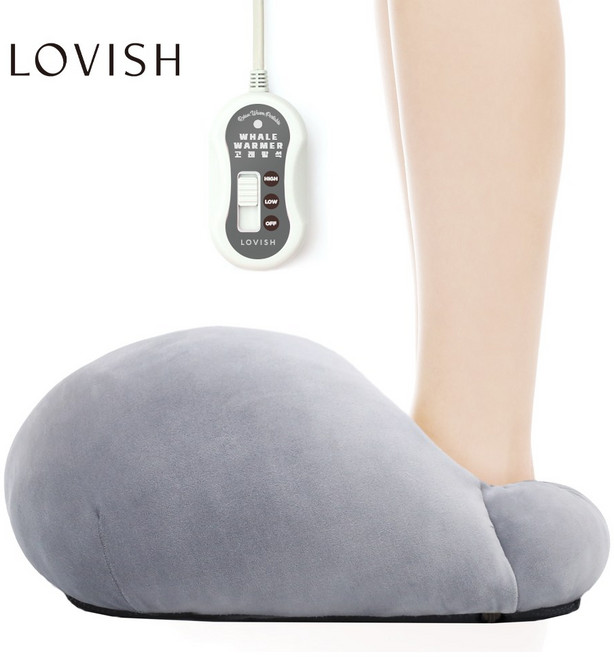 LOVISH 발방석 온열전기풋워머, 고래방석 그레이