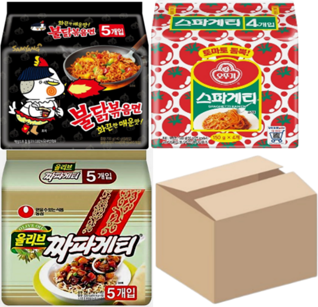 불닭볶음면5개+짜파게티5개+스파게티4개, 1세트