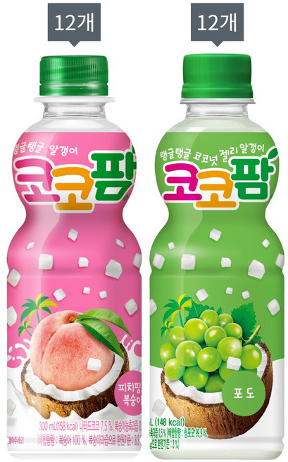 [해태] 코코팜 포도+복숭아 펫세트 코코팜 페트, 24개, 300ml