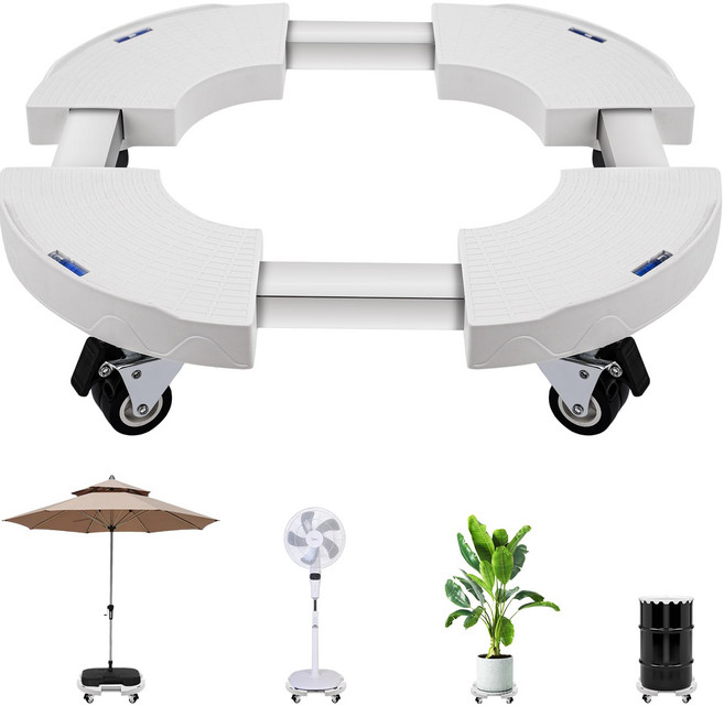 원형 화분 받침대 대형 인테리어 원형 공기청정기 에어컨 받침대 이동식 받침대 바퀴달린 38-50cm, 화이트, 1개