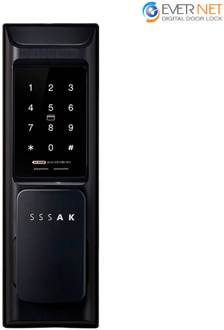 에버넷 무타공 푸시풀 도어락 에버플러스 AK-N102P 현관번호키 (번호+카드), 고객직접설치, AK-N102P 블랙