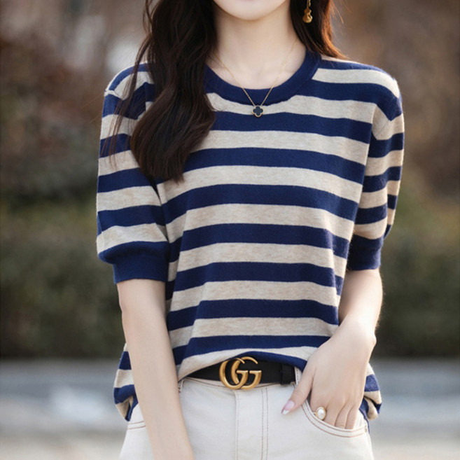 조이 단가라 라운드넥 반팔 니트티