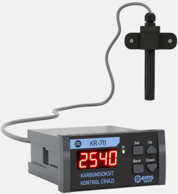 Co2 이산화탄소감지기 KR-711 릴레이아웃 센서 산업안전 CO2감지스위치 공기질측정기 제어판넬설치가능, 1개