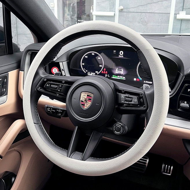 논슬립 핸들커버 실리콘 원형 D컷 전차종 호환 10컬러 차량용 자동차 핸들 커버 카바, 그레이